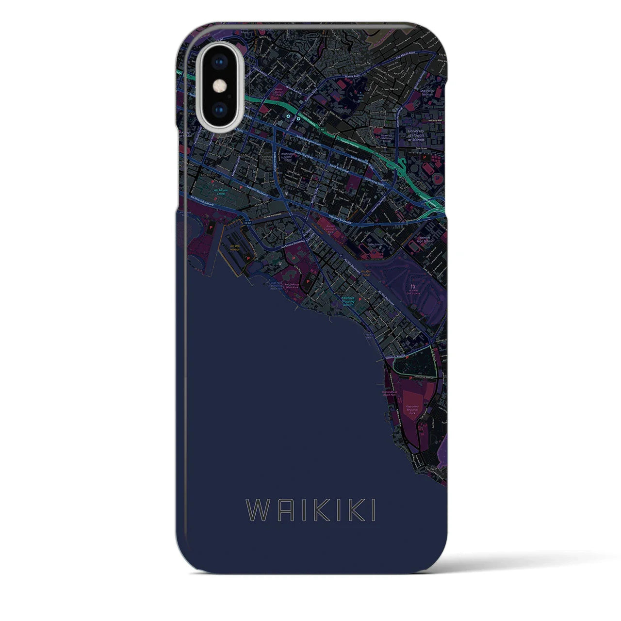 【ワイキキ(アメリカ)】地図柄iPhoneケース(バックカバータイプ)
