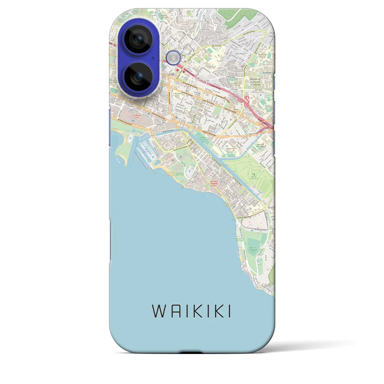 【ワイキキ(アメリカ)】地図柄iPhoneケース(バックカバータイプ)ナチュラル・iPhone 16 Pro Max 用