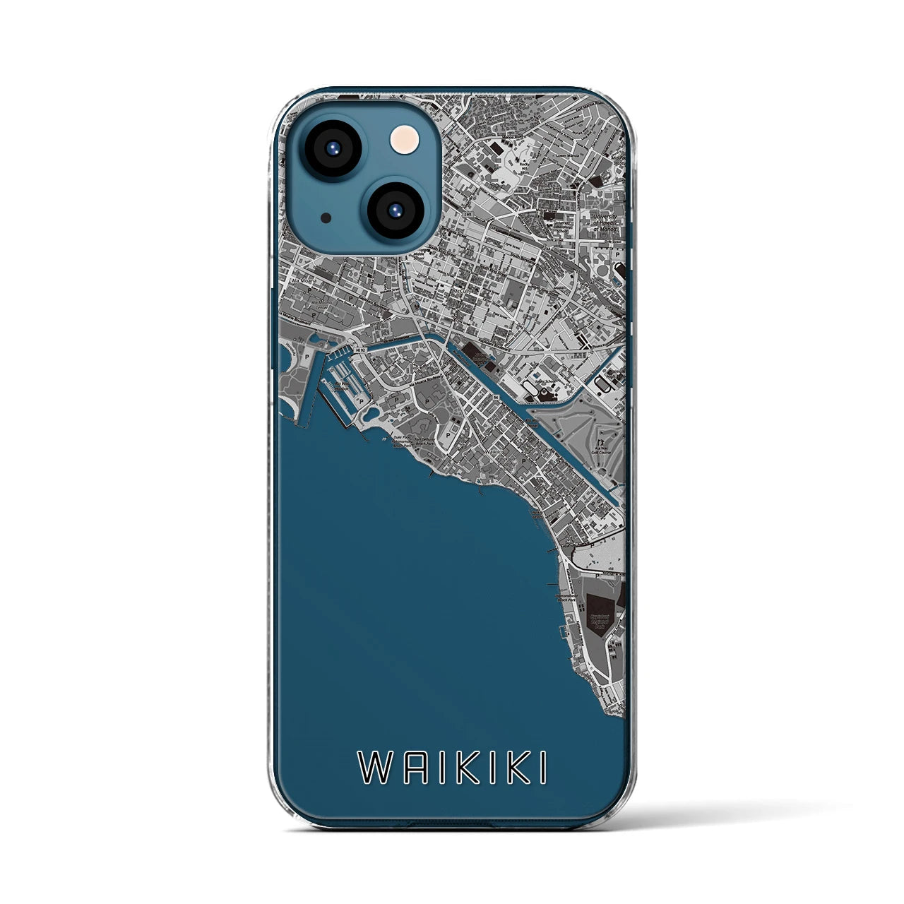 【ワイキキ(アメリカ)】地図柄iPhoneケース(クリアタイプ)