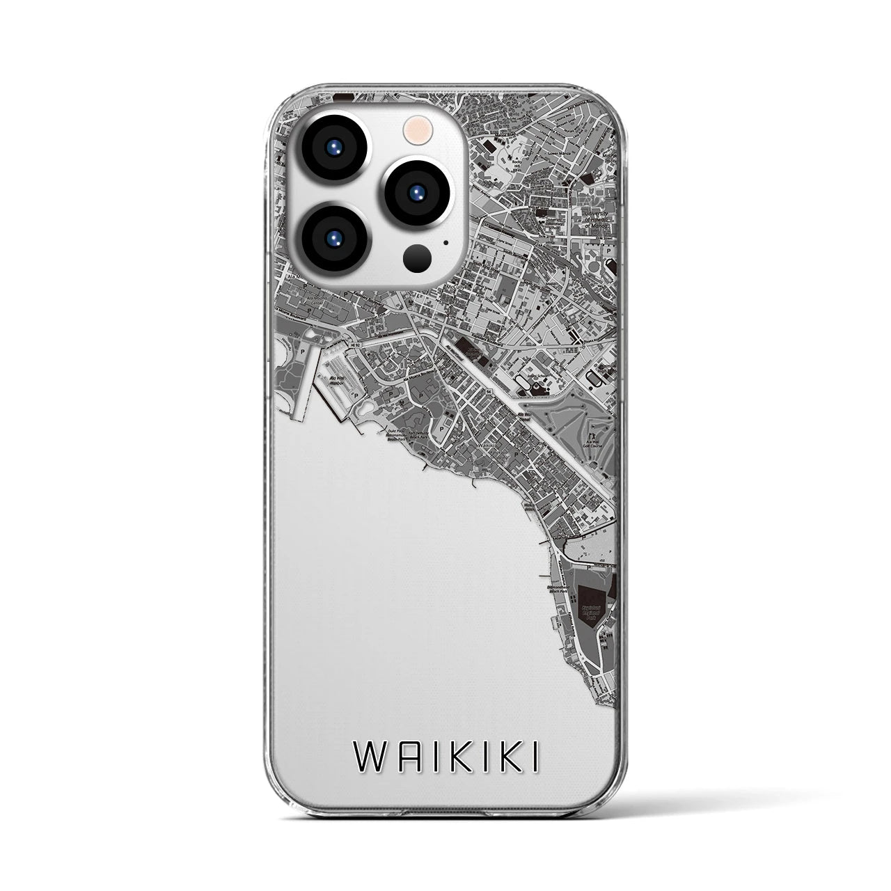 【ワイキキ(アメリカ)】地図柄iPhoneケース(クリアタイプ)