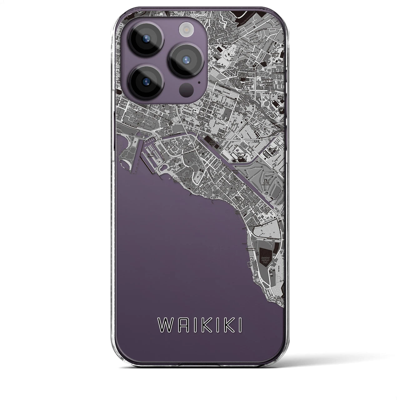【ワイキキ(アメリカ)】地図柄iPhoneケース(クリアタイプ)