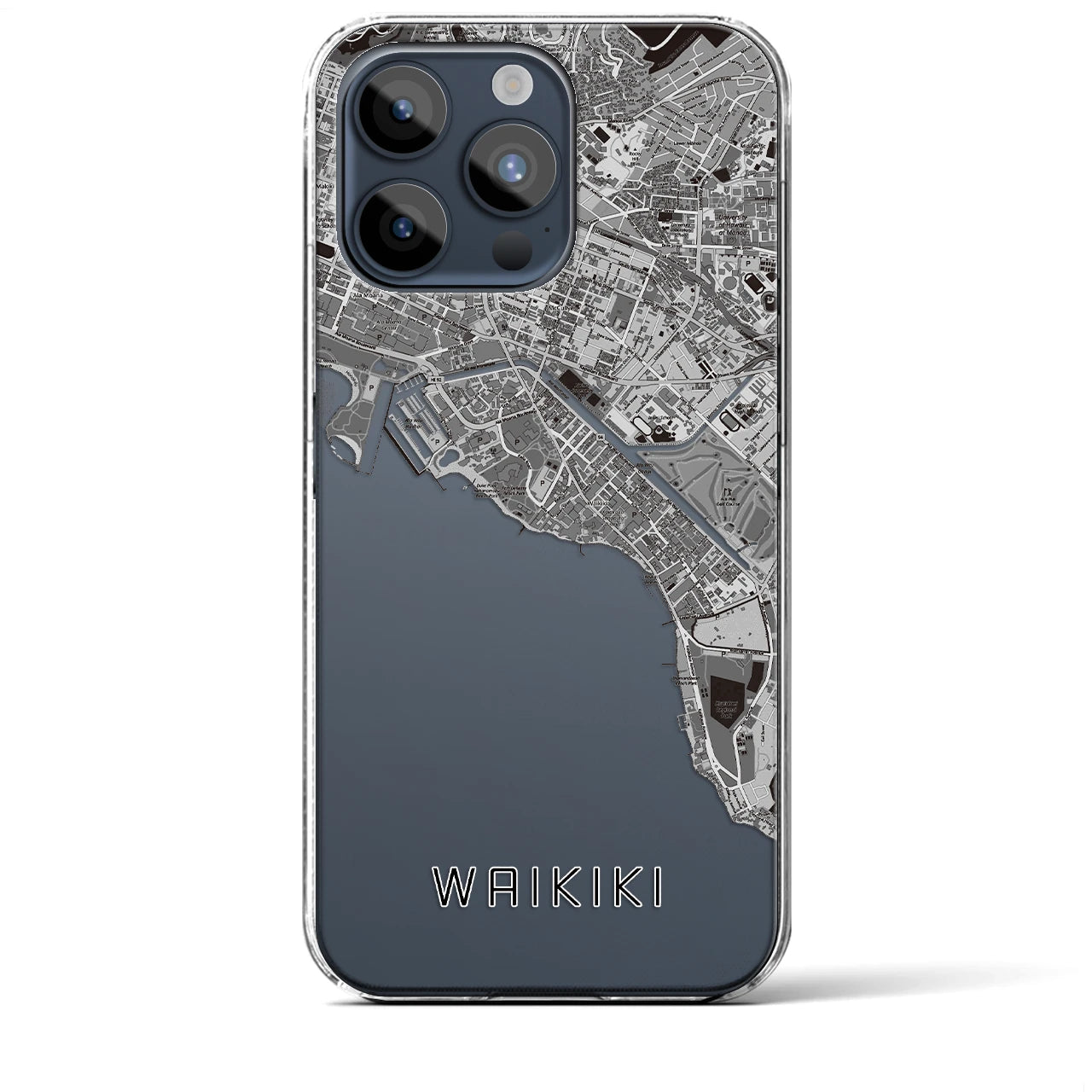 【ワイキキ(アメリカ)】地図柄iPhoneケース(クリアタイプ)