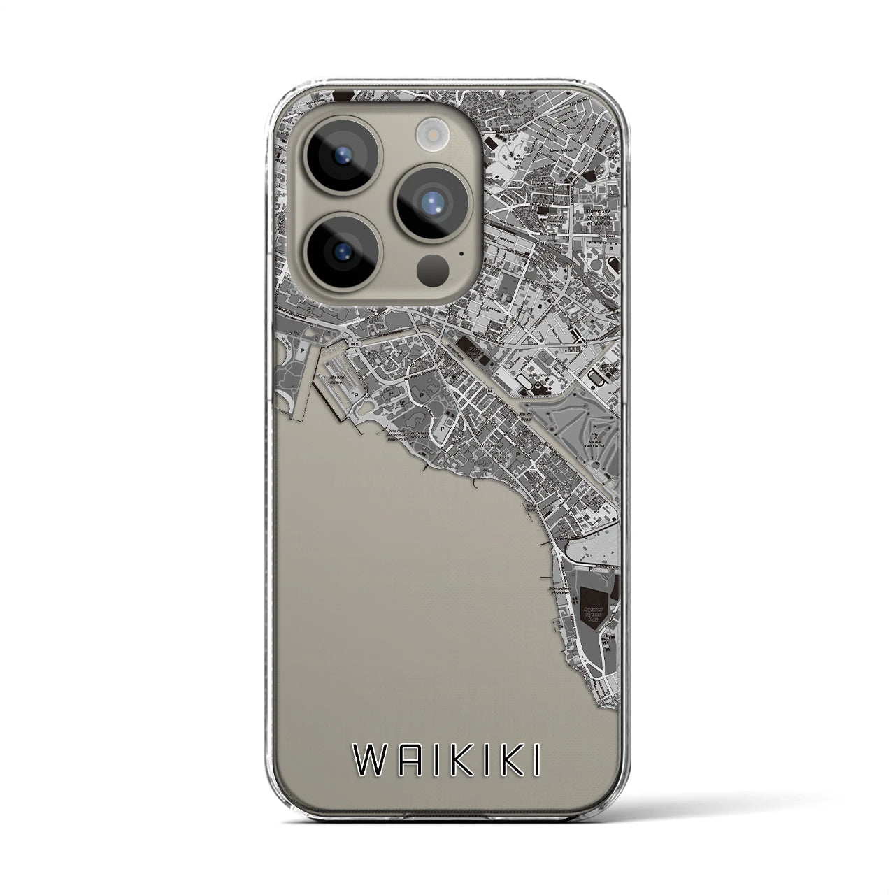 【ワイキキ(アメリカ)】地図柄iPhoneケース(クリアタイプ)