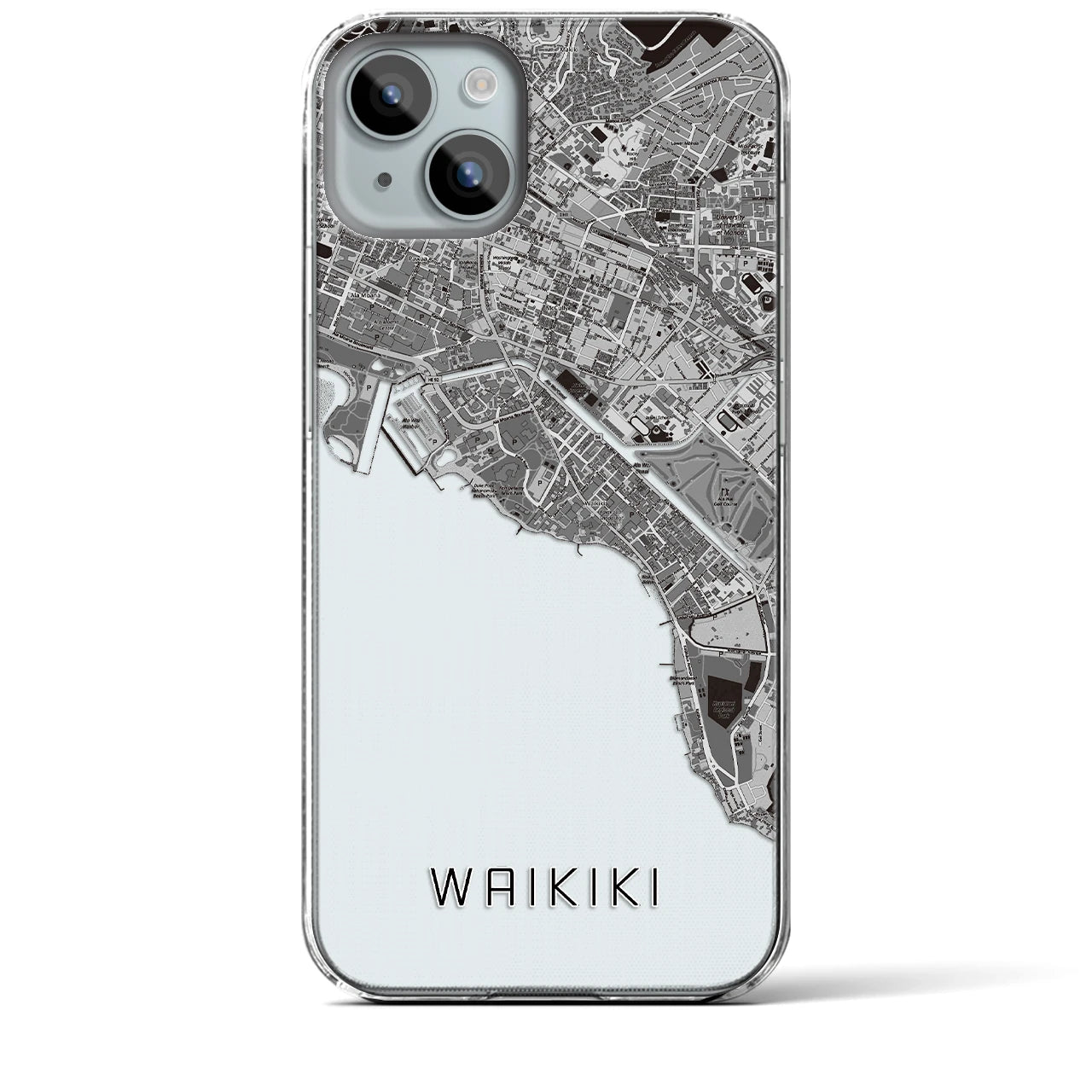 【ワイキキ(アメリカ)】地図柄iPhoneケース(クリアタイプ)