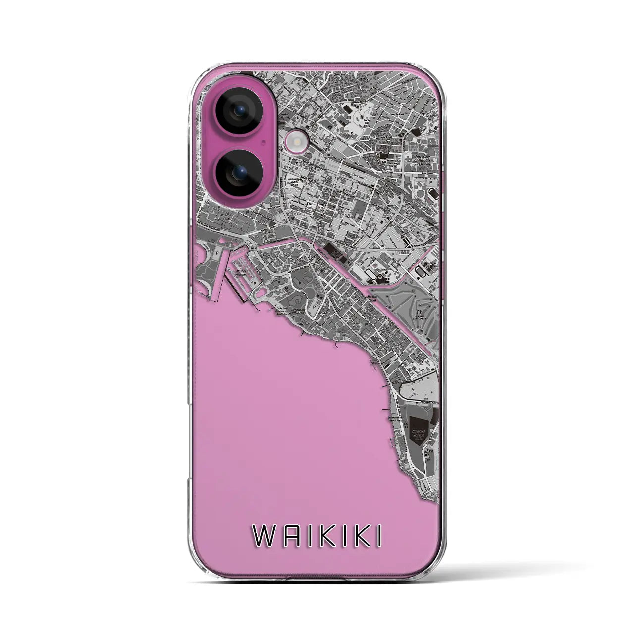 【ワイキキ(アメリカ)】地図柄iPhoneケース(クリアタイプ)