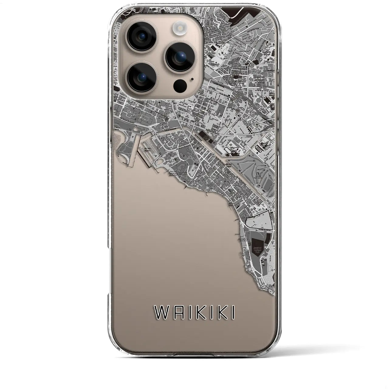 【ワイキキ(アメリカ)】地図柄iPhoneケース(クリアタイプ)