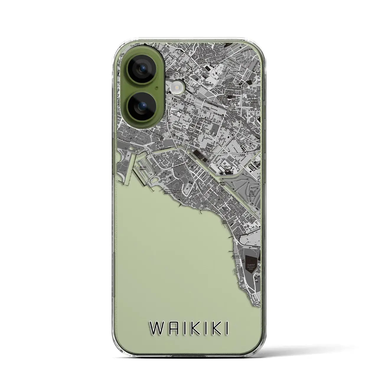 【ワイキキ(アメリカ)】地図柄iPhoneケース(クリアタイプ)