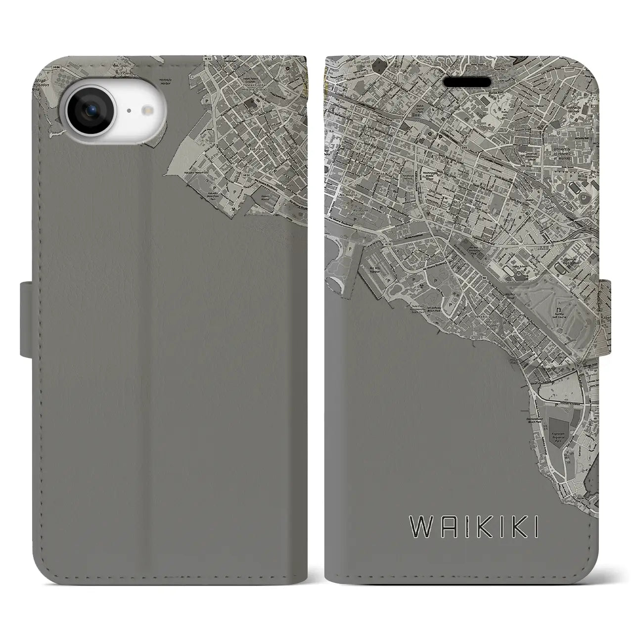 【ワイキキ(アメリカ)】地図柄iPhoneケース(手帳タイプ)