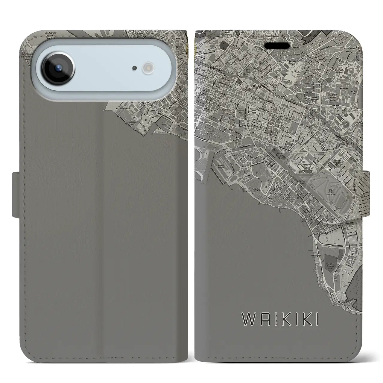 【ワイキキ(アメリカ)】地図柄iPhoneケース(手帳タイプ)
