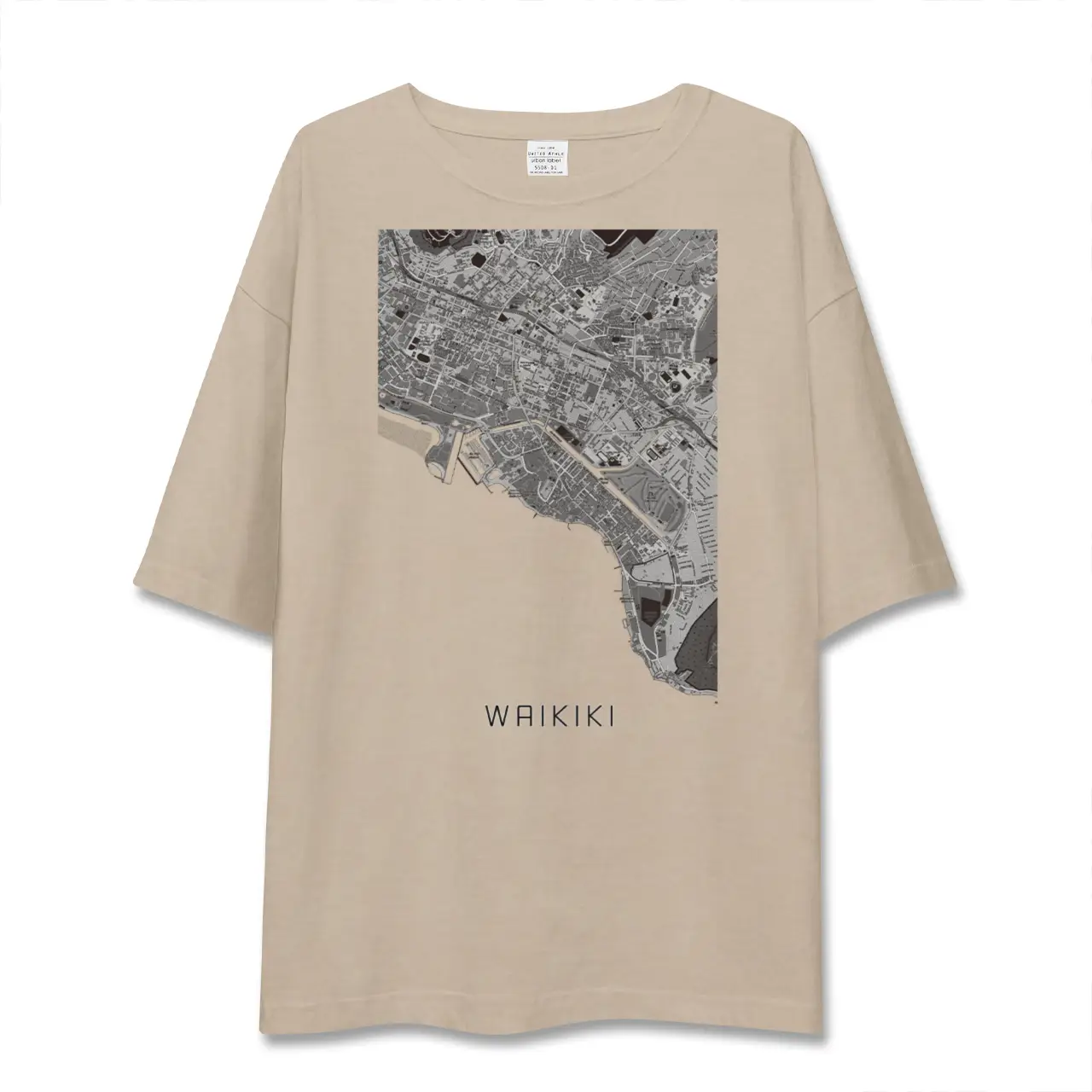 【ワイキキ(アメリカ)】地図柄ビッグシルエットTシャツ