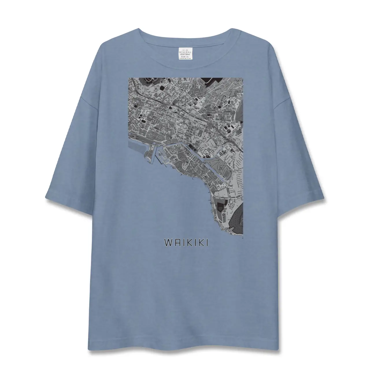 【ワイキキ(アメリカ)】地図柄ビッグシルエットTシャツ