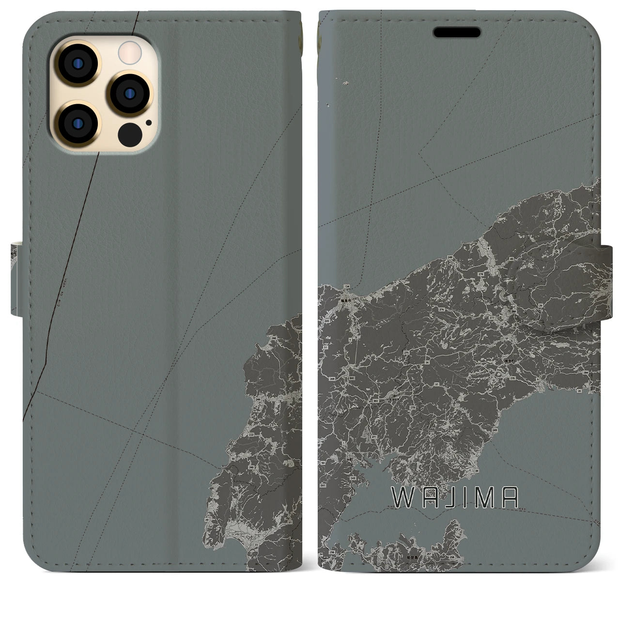 【輪島(石川県)】地図柄iPhoneケース(手帳タイプ)