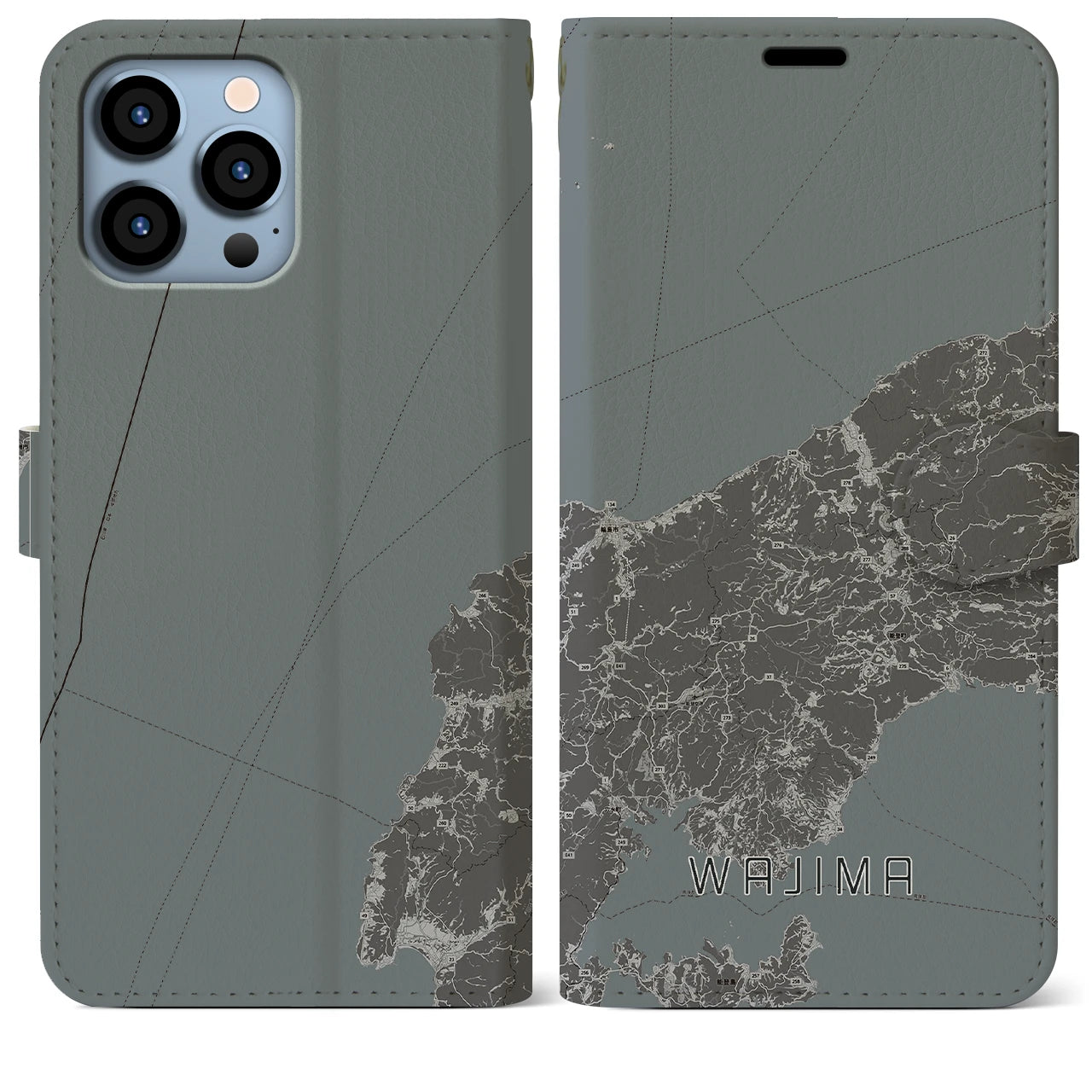 【輪島(石川県)】地図柄iPhoneケース(手帳タイプ)