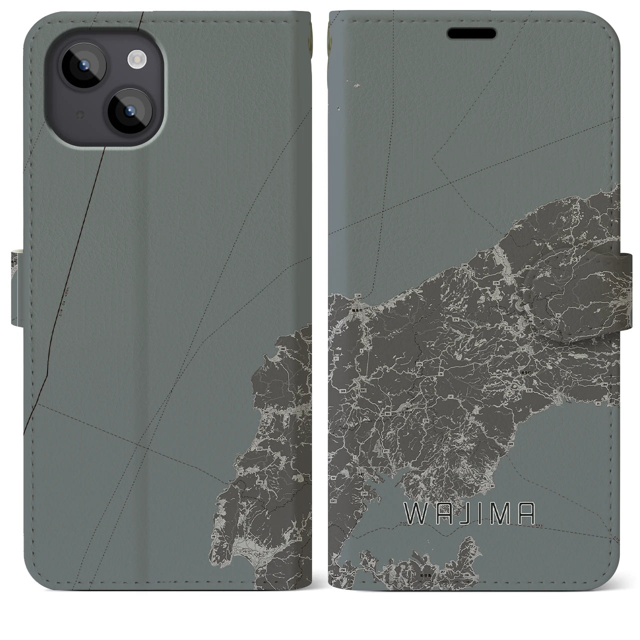 【輪島(石川県)】地図柄iPhoneケース(手帳タイプ)