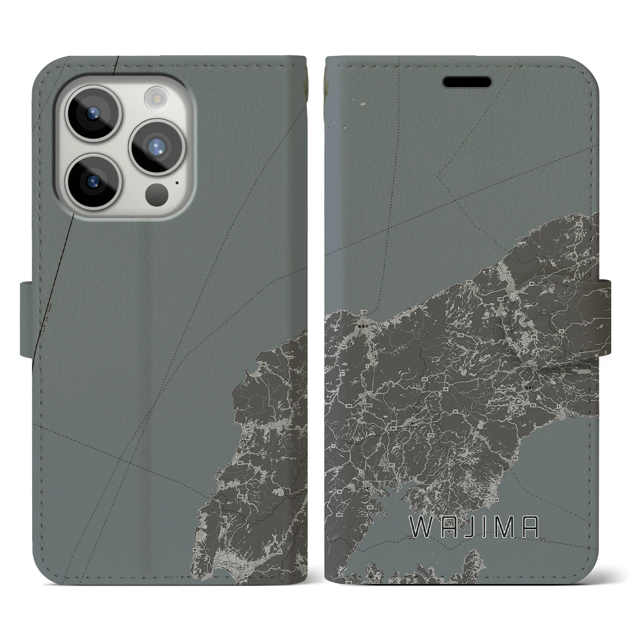 【輪島(石川県)】地図柄iPhoneケース(手帳タイプ)