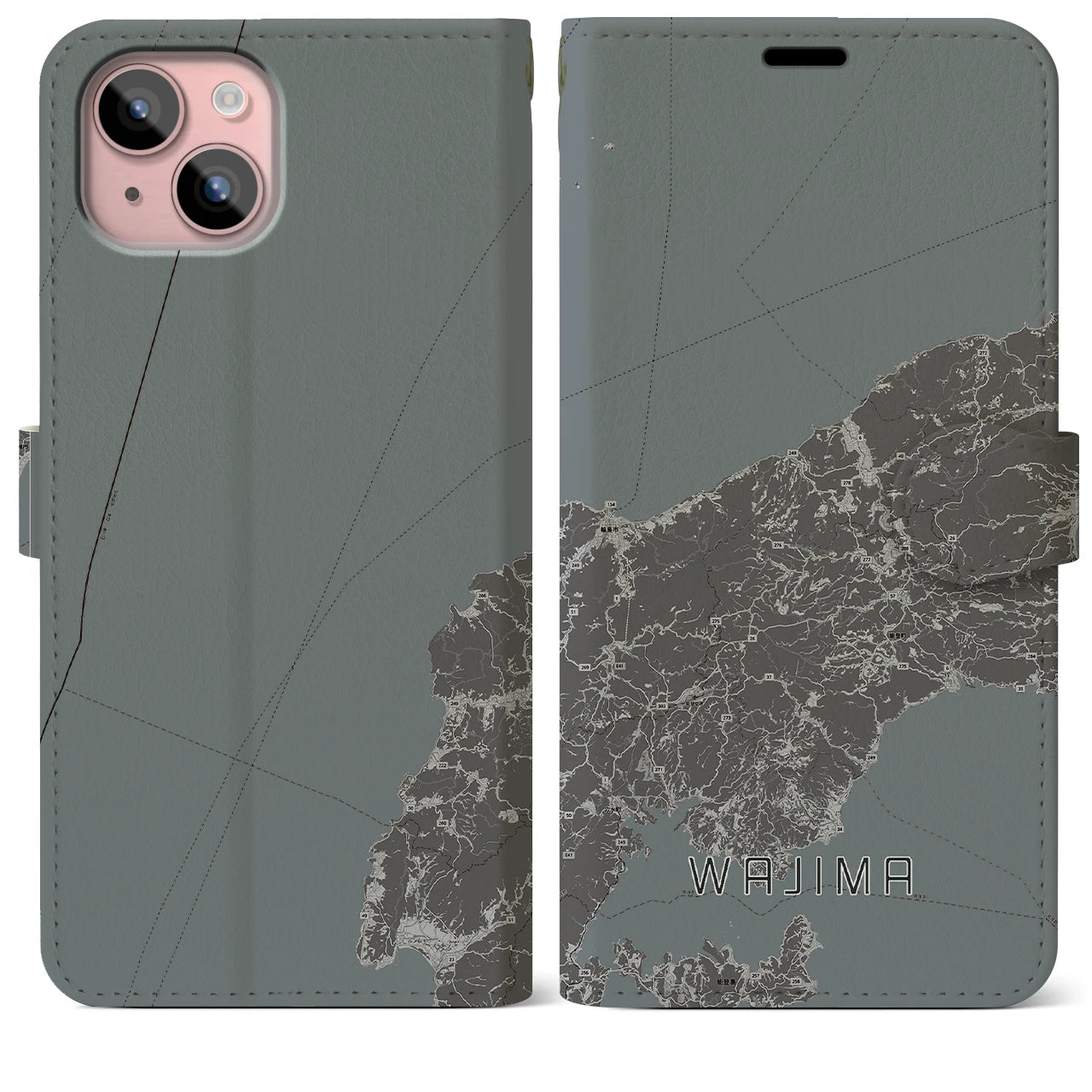 【輪島(石川県)】地図柄iPhoneケース(手帳タイプ)