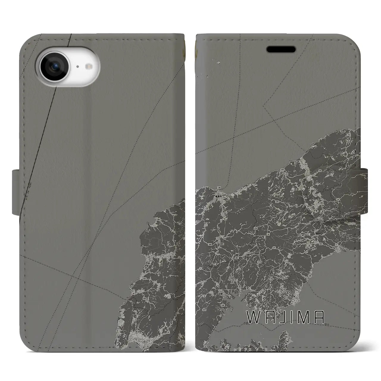 【輪島(石川県)】地図柄iPhoneケース(手帳タイプ)