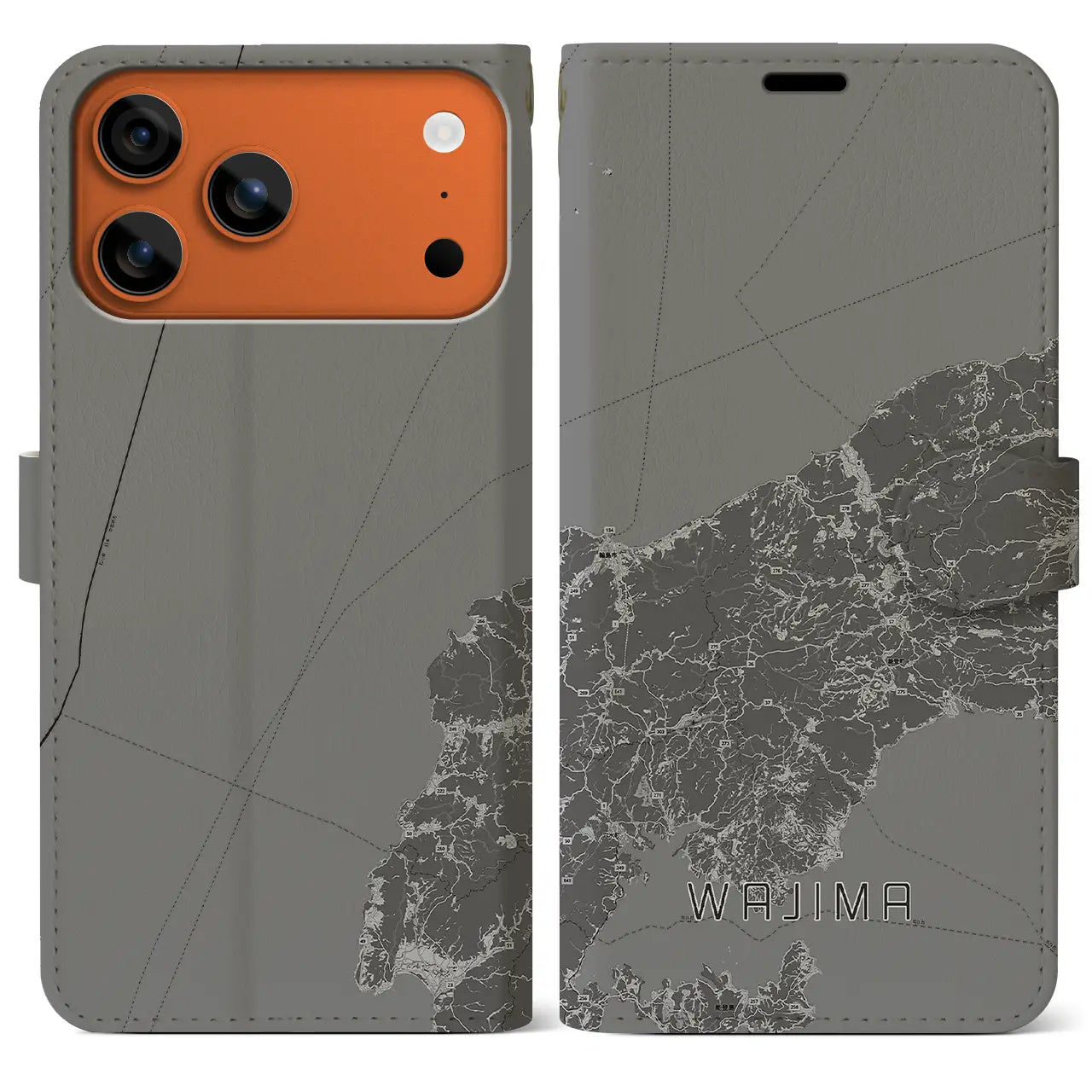 【輪島(石川県)】地図柄iPhoneケース(手帳タイプ)