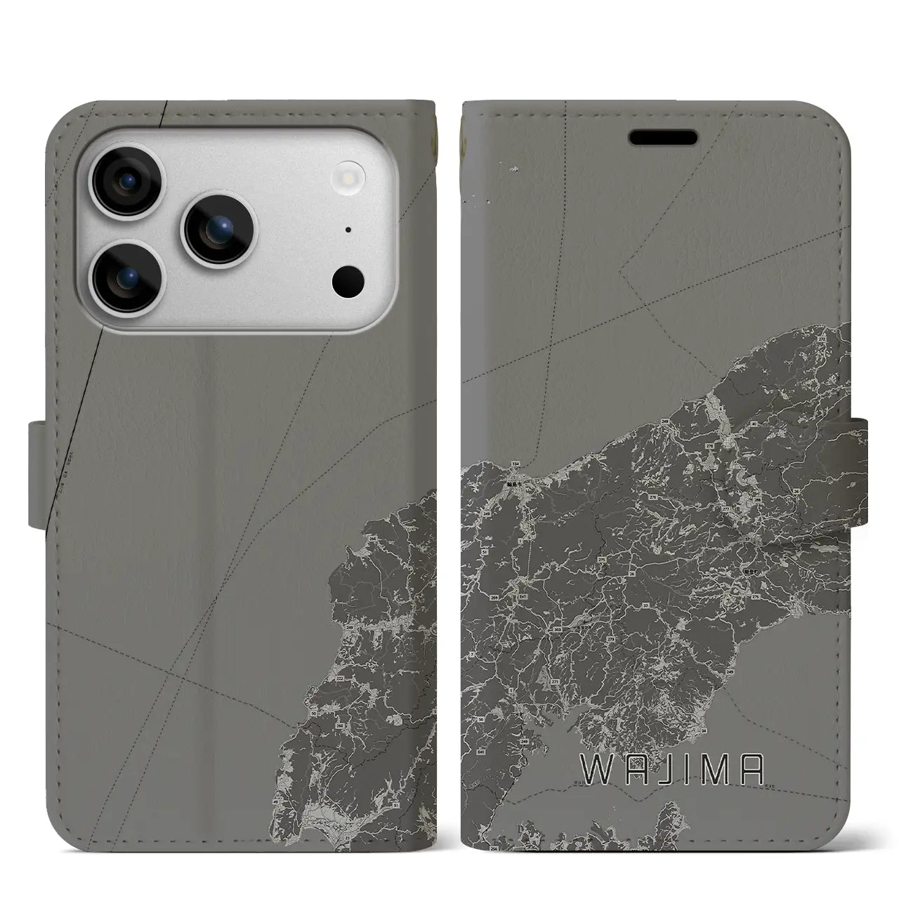 【輪島(石川県)】地図柄iPhoneケース(手帳タイプ)