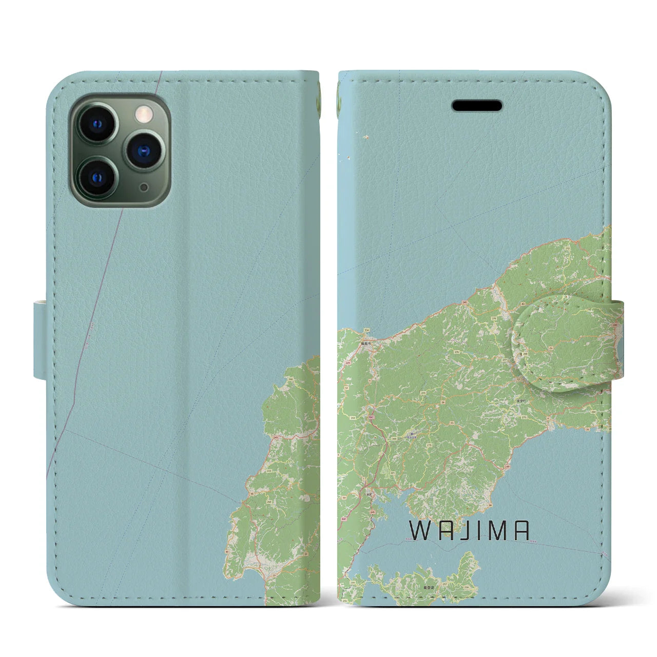 【輪島(石川県)】地図柄iPhoneケース(手帳タイプ)ナチュラル・iPhone 11 Pro 用