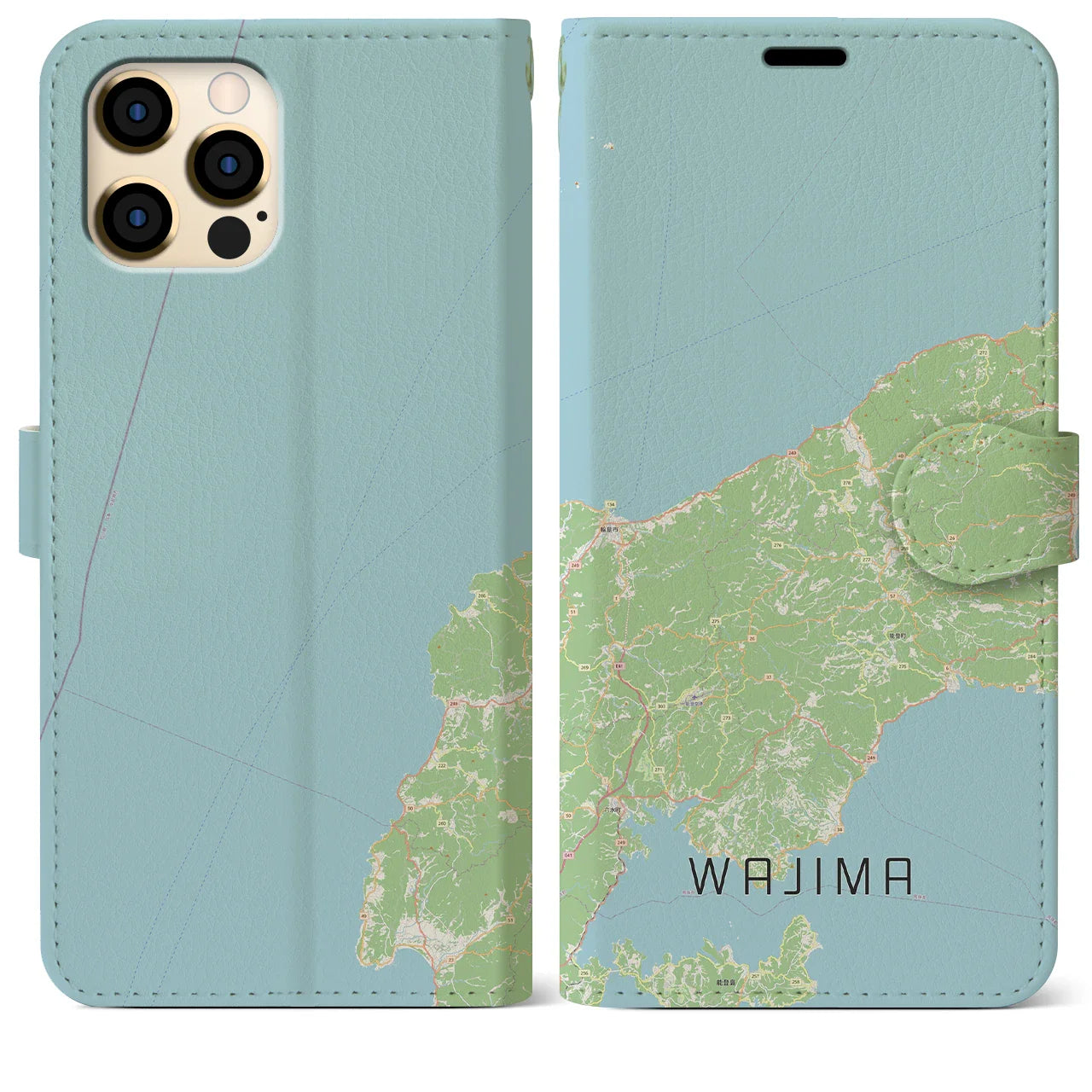 【輪島(石川県)】地図柄iPhoneケース(手帳タイプ)ナチュラル・iPhone 12 Pro Max 用
