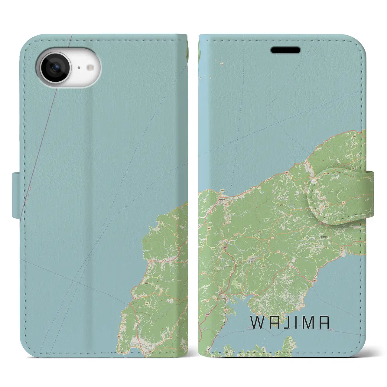 【輪島(石川県)】地図柄iPhoneケース(手帳タイプ)