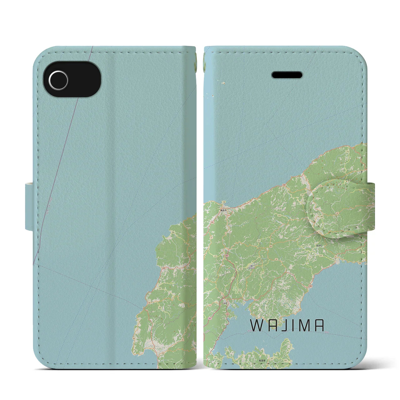 【輪島(石川県)】地図柄iPhoneケース(手帳タイプ)ナチュラル・iPhone SE(第3 / 第2世代) / 8 / 7 / 6s / 6 用
