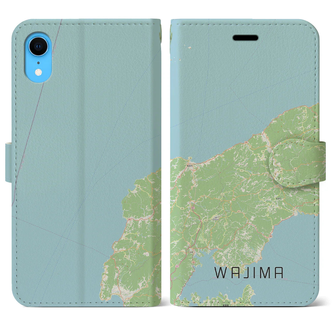 【輪島(石川県)】地図柄iPhoneケース(手帳タイプ)ナチュラル・iPhone XR 用