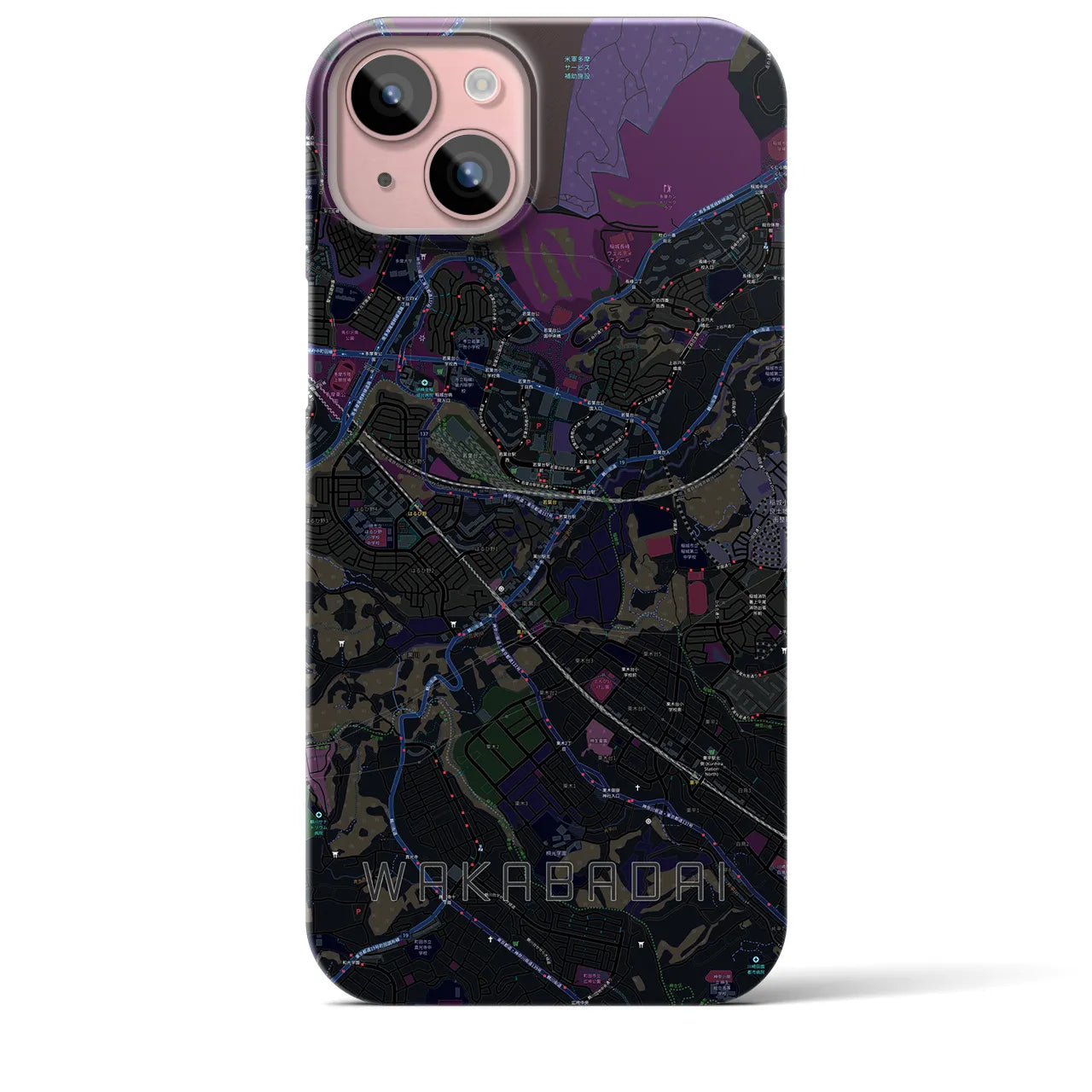 【若葉台(神奈川県)】地図柄iPhoneケース(バックカバータイプ)