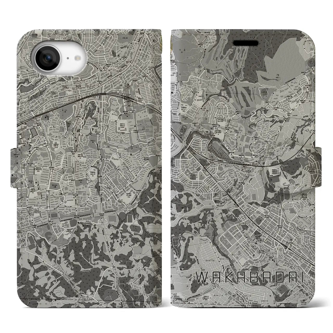 【若葉台(神奈川県)】地図柄iPhoneケース(手帳タイプ)