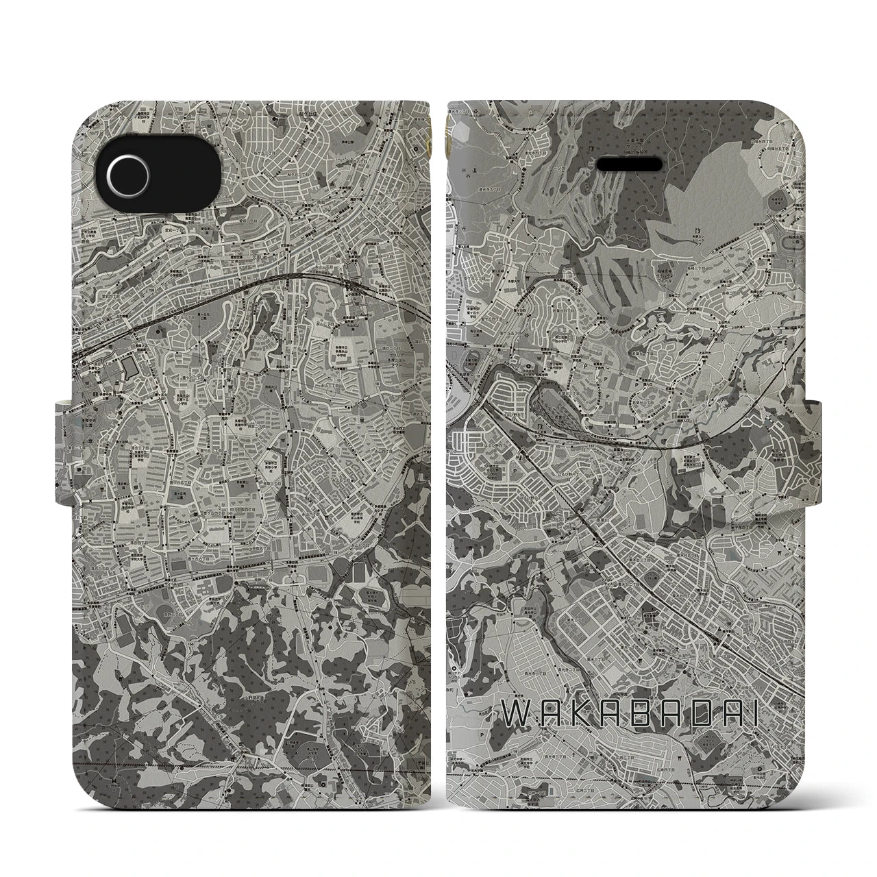 【若葉台(神奈川県)】地図柄iPhoneケース(手帳タイプ)