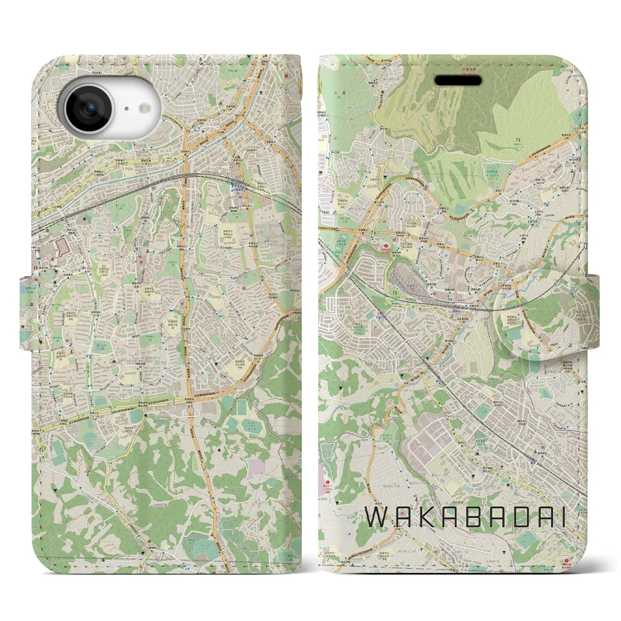 【若葉台(神奈川県)】地図柄iPhoneケース(手帳タイプ)