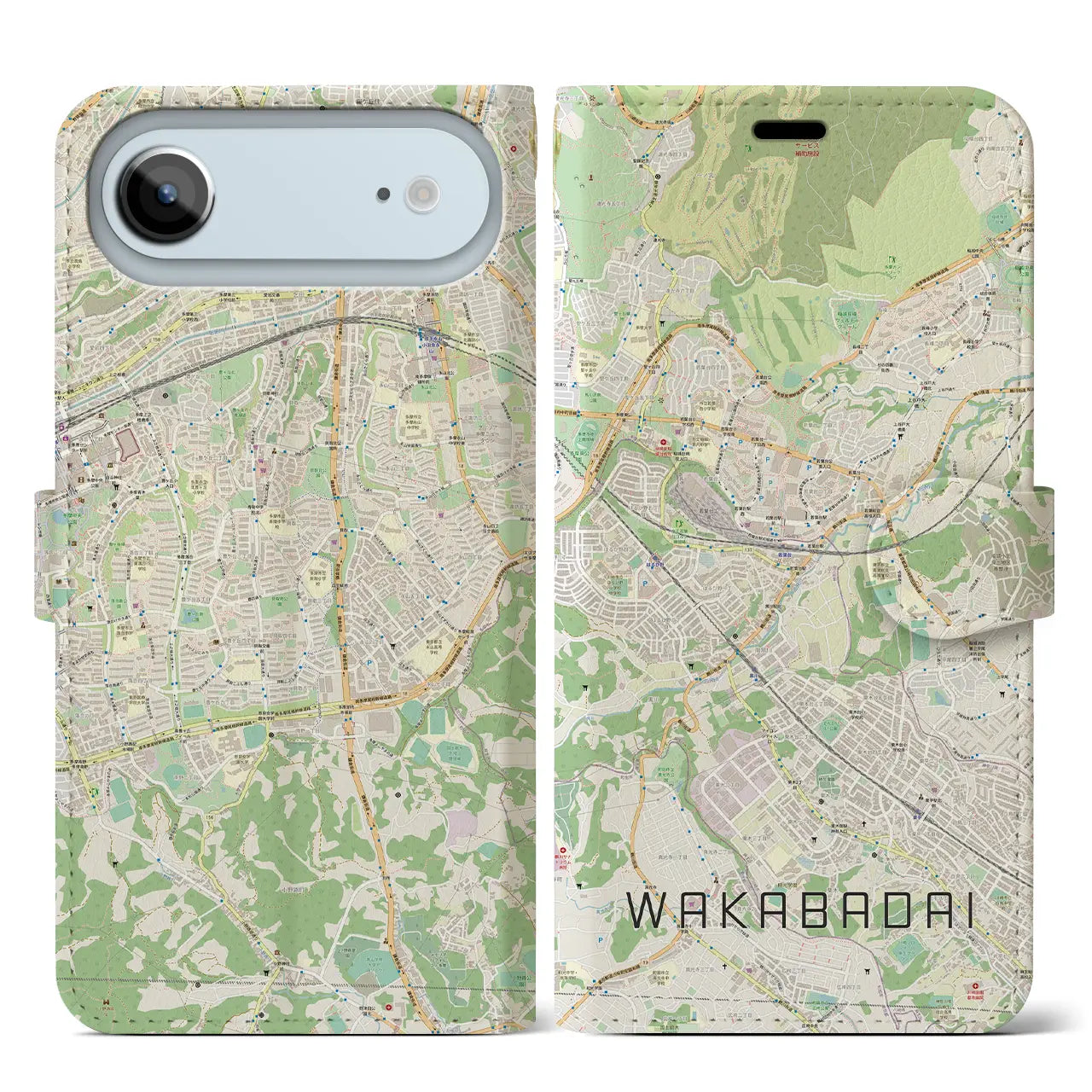 【若葉台(神奈川県)】地図柄iPhoneケース(手帳タイプ)