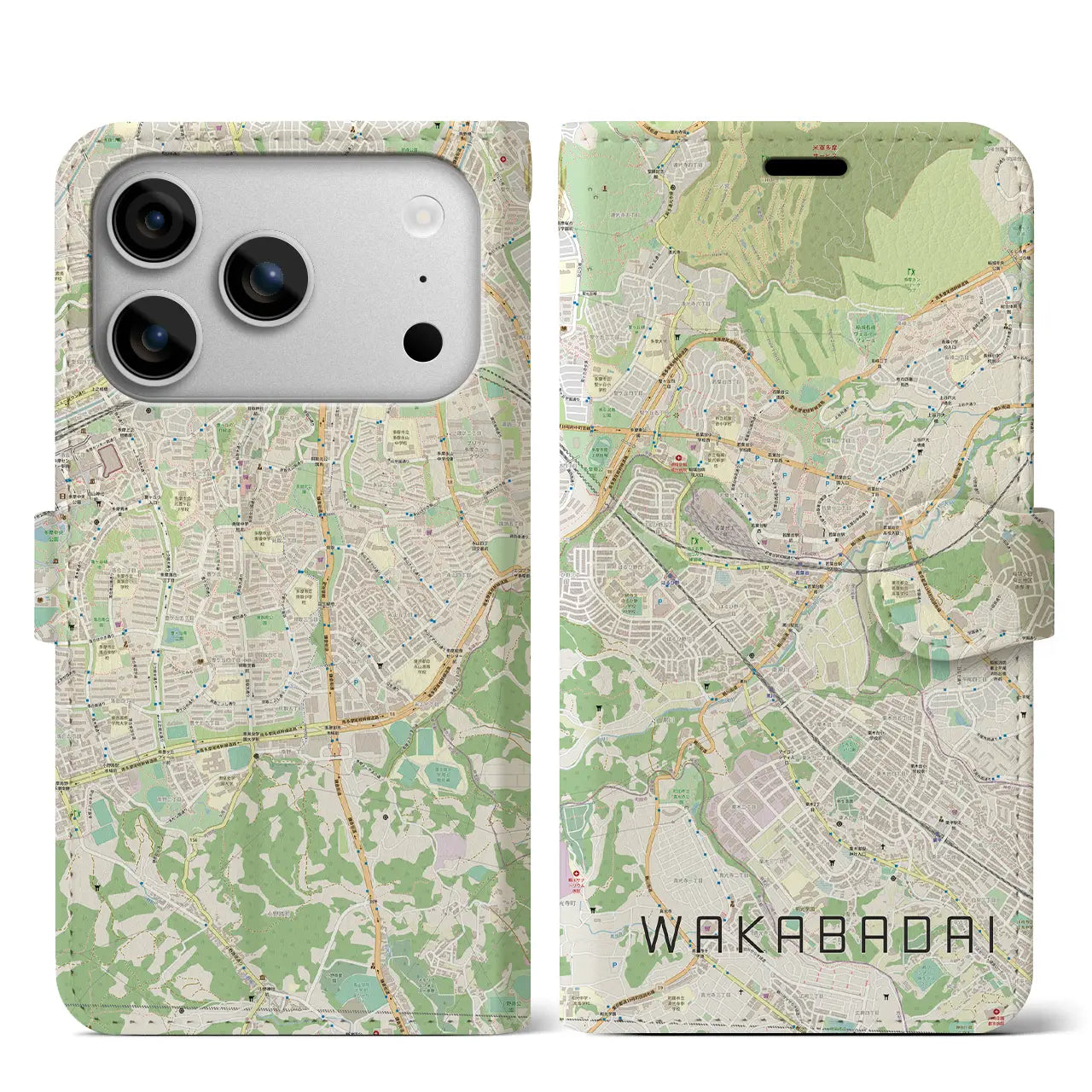 【若葉台(神奈川県)】地図柄iPhoneケース(手帳タイプ)