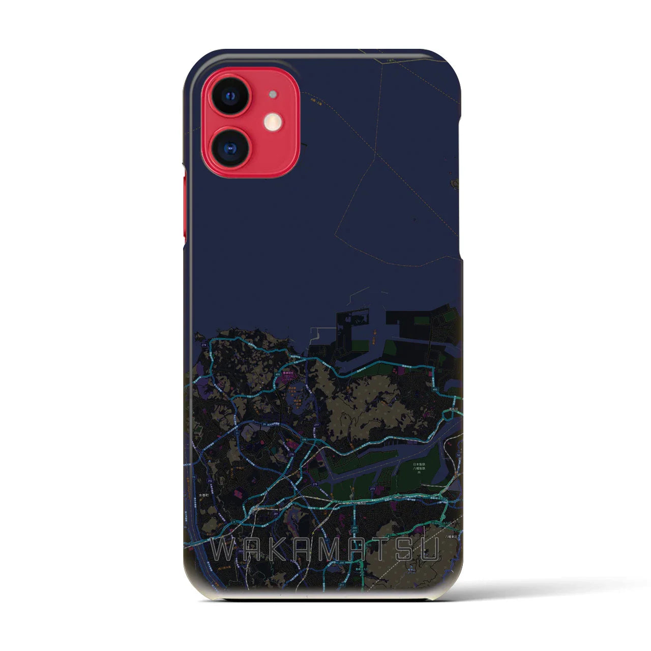 【若松(福岡県)】地図柄iPhoneケース(バックカバータイプ)