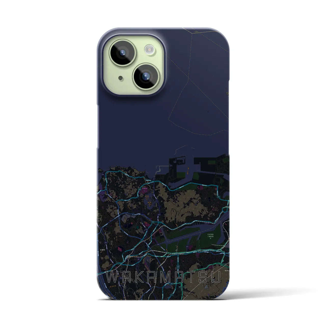 【若松(福岡県)】地図柄iPhoneケース(バックカバータイプ)