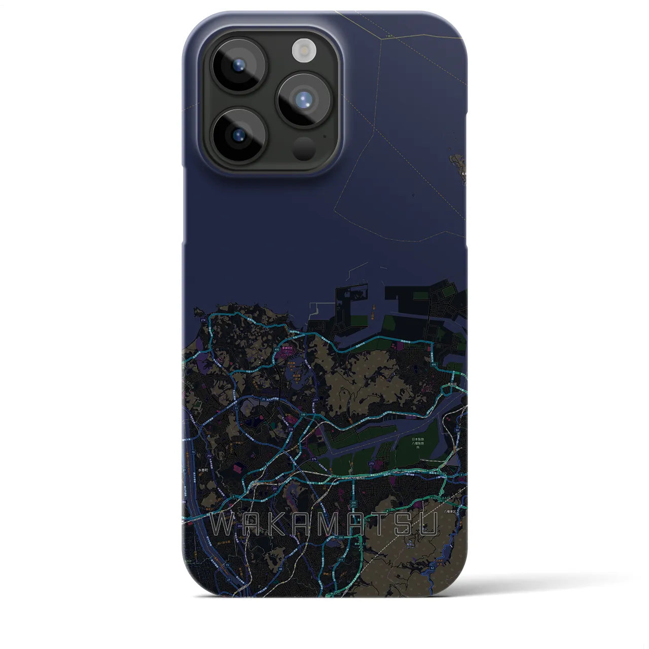 【若松(福岡県)】地図柄iPhoneケース(バックカバータイプ)