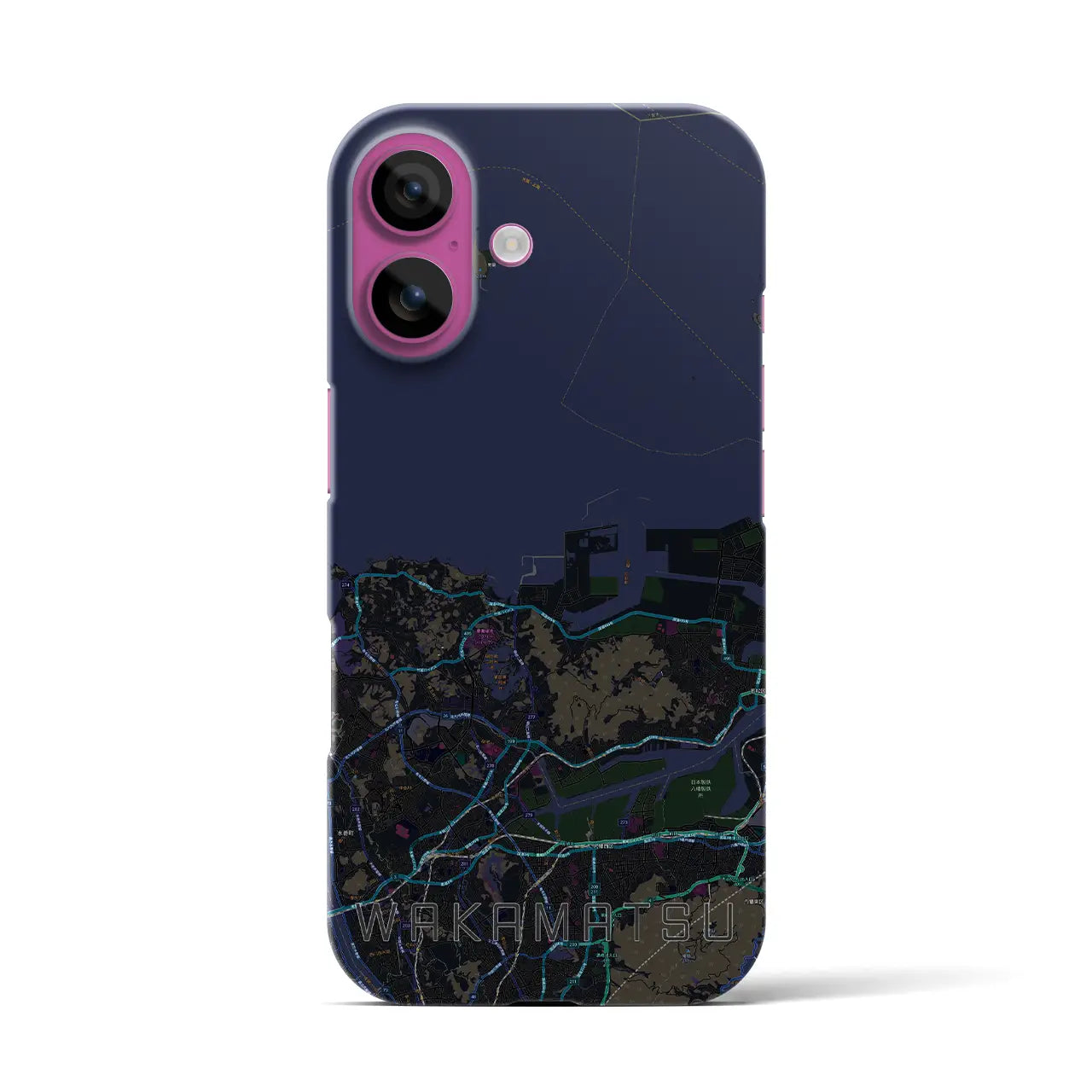 【若松(福岡県)】地図柄iPhoneケース(バックカバータイプ)