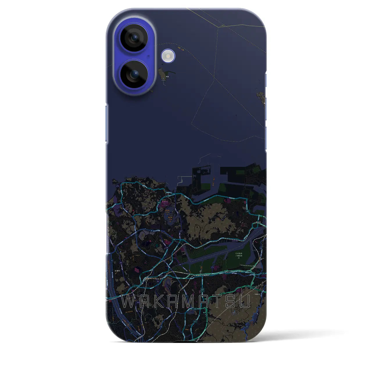 【若松(福岡県)】地図柄iPhoneケース(バックカバータイプ)