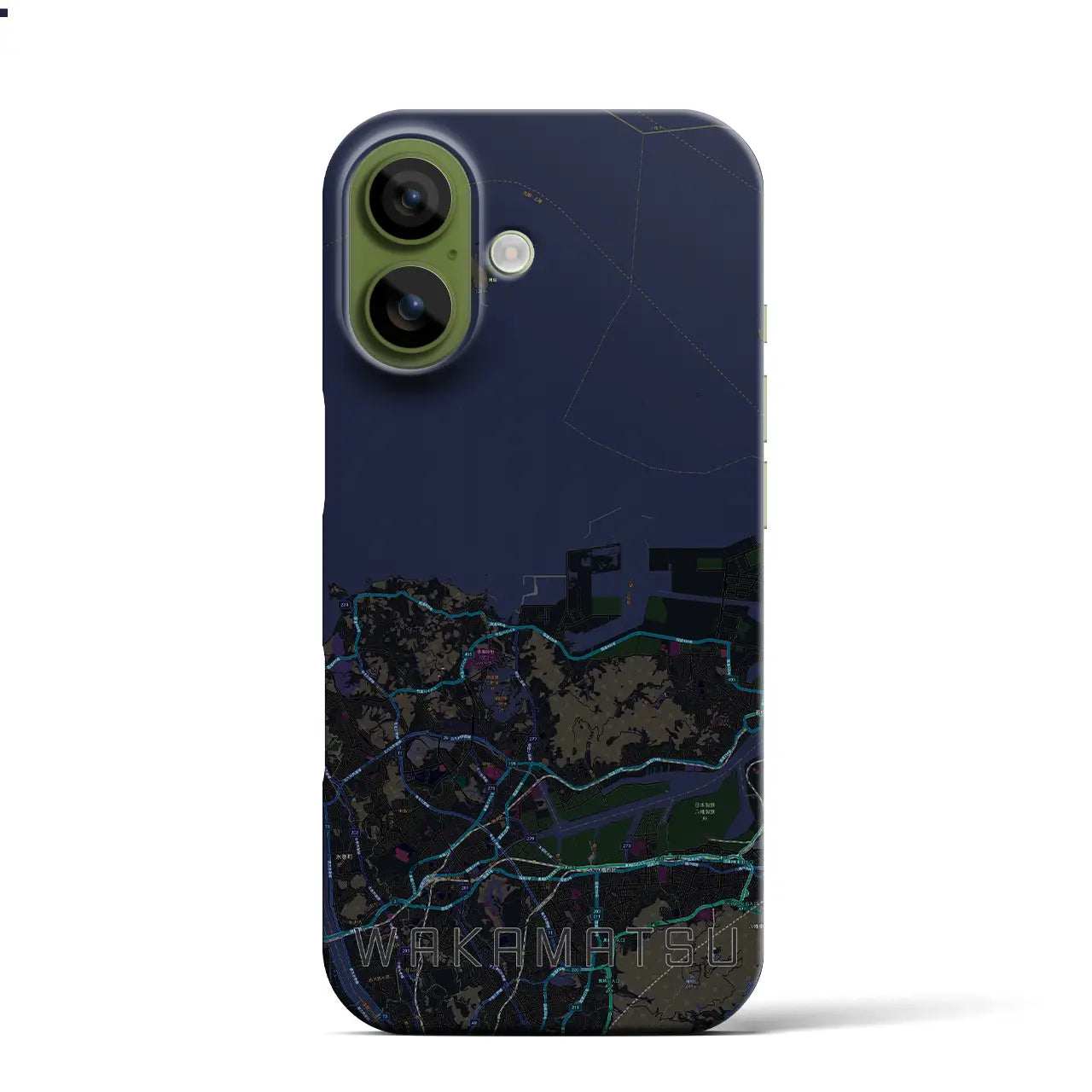 【若松(福岡県)】地図柄iPhoneケース(バックカバータイプ)