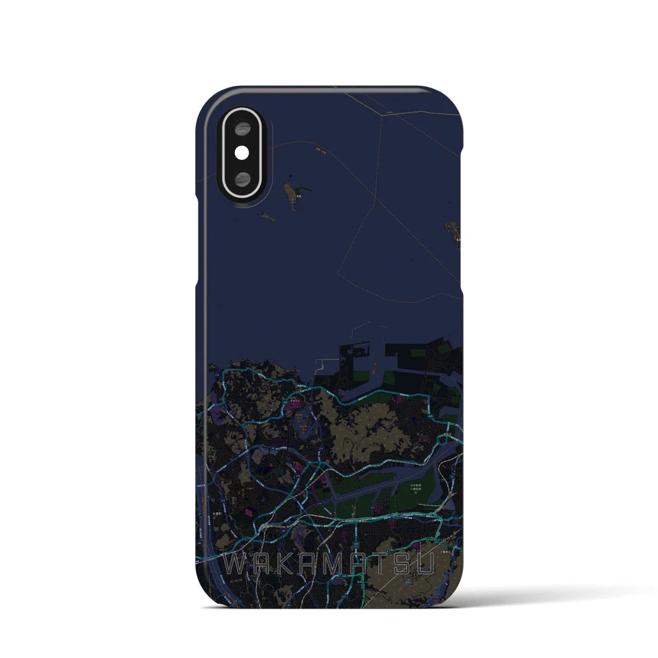 【若松(福岡県)】地図柄iPhoneケース(バックカバータイプ)