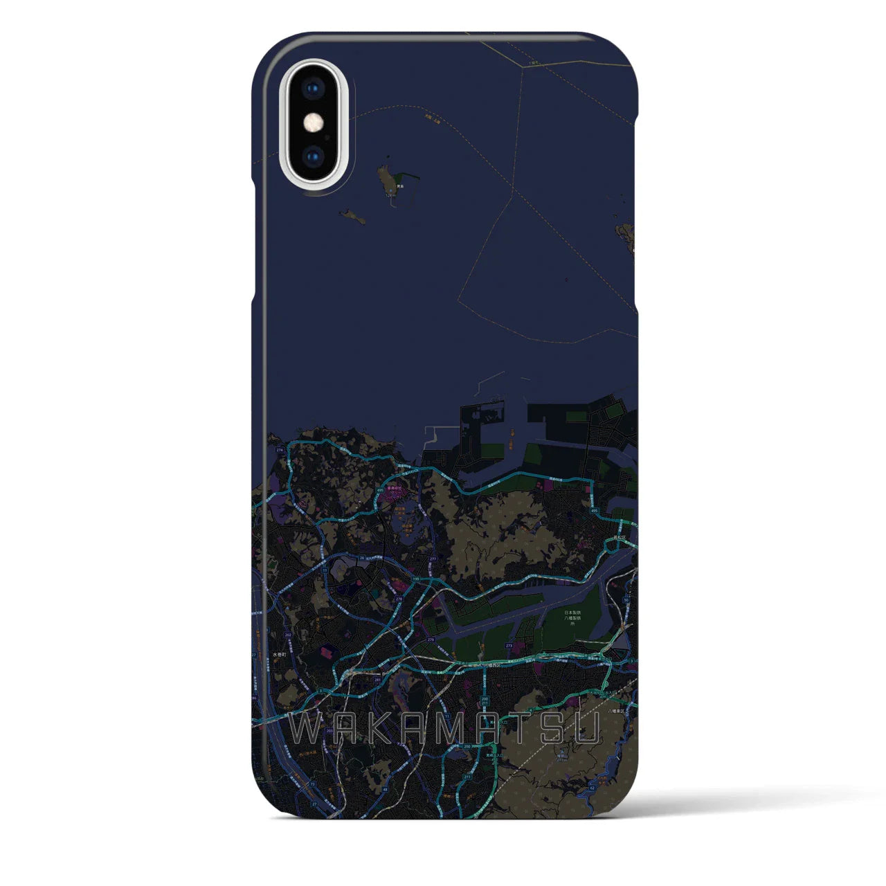 【若松(福岡県)】地図柄iPhoneケース(バックカバータイプ)