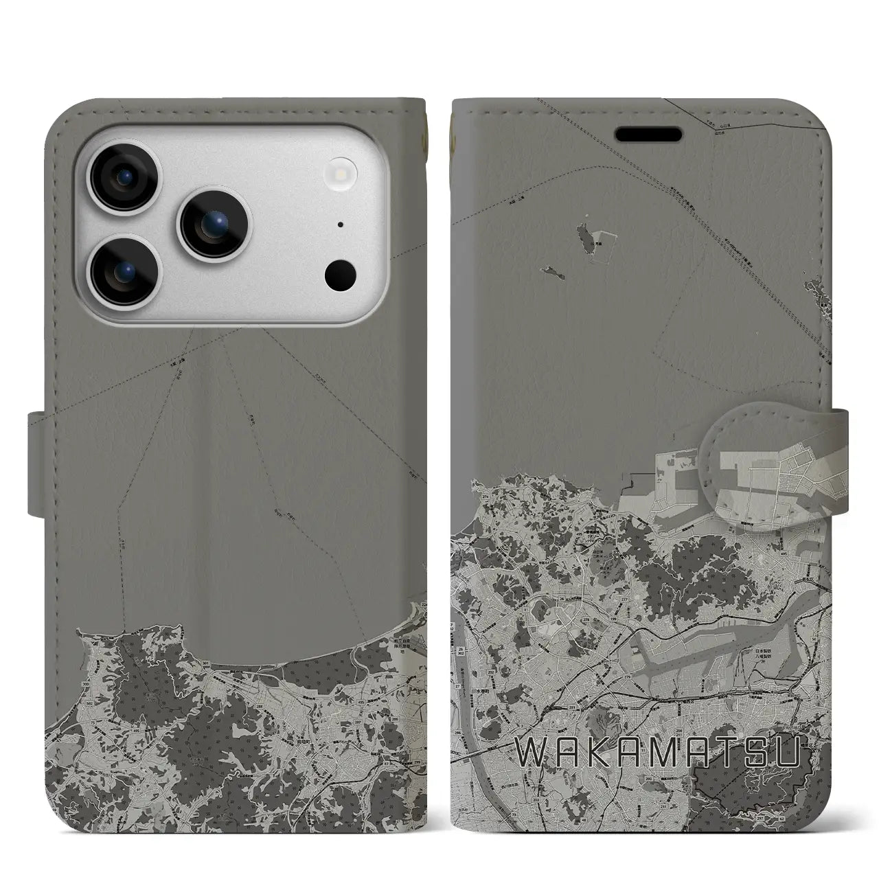 【若松(福岡県)】地図柄iPhoneケース(手帳タイプ)