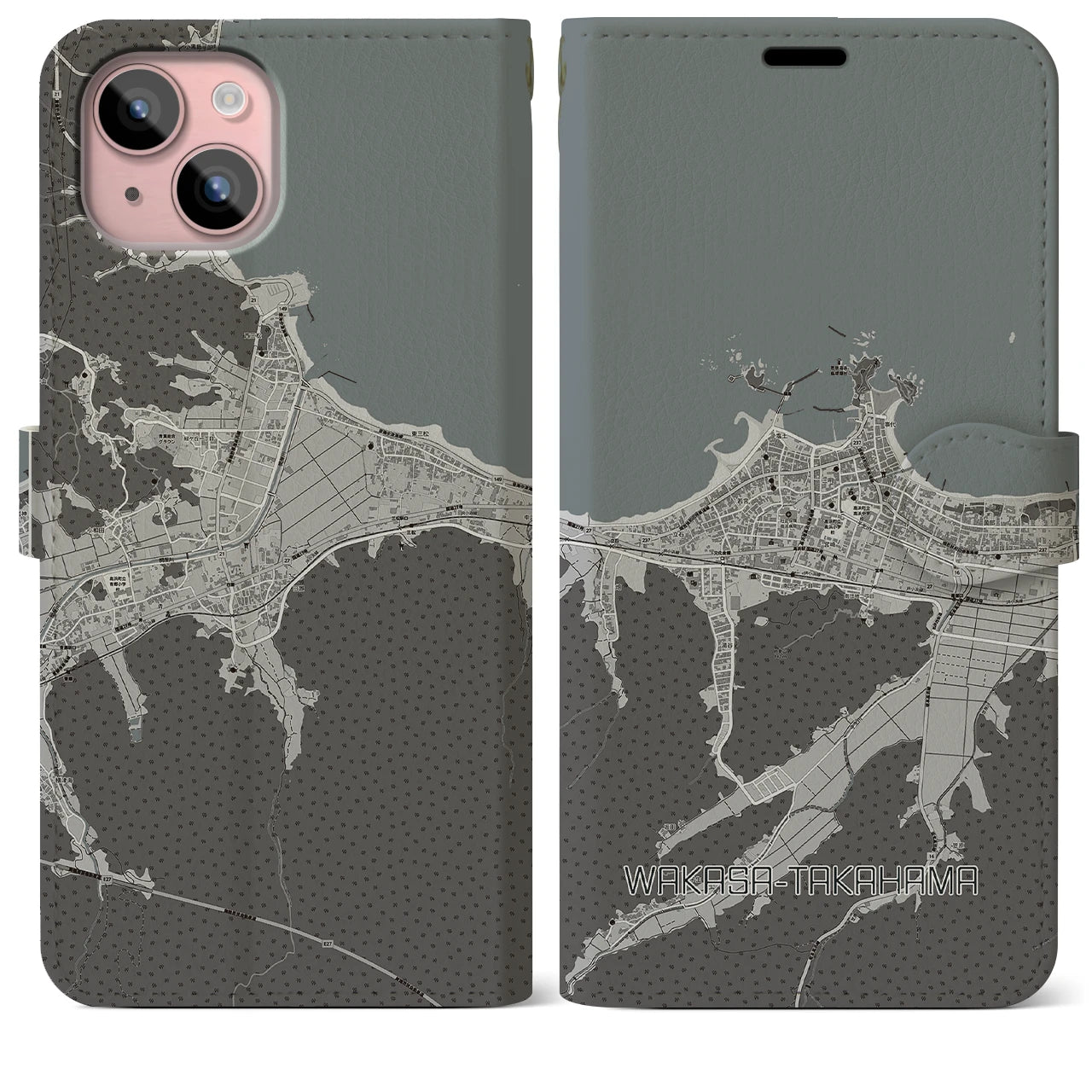 【若狭高浜(福井県)】地図柄iPhoneケース(手帳タイプ)