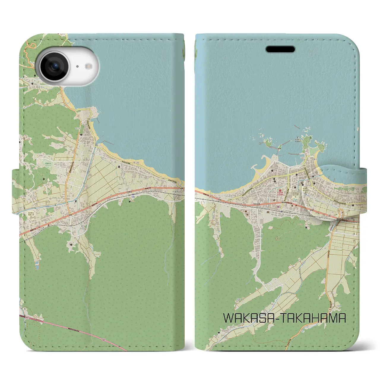 【若狭高浜(福井県)】地図柄iPhoneケース(手帳タイプ)