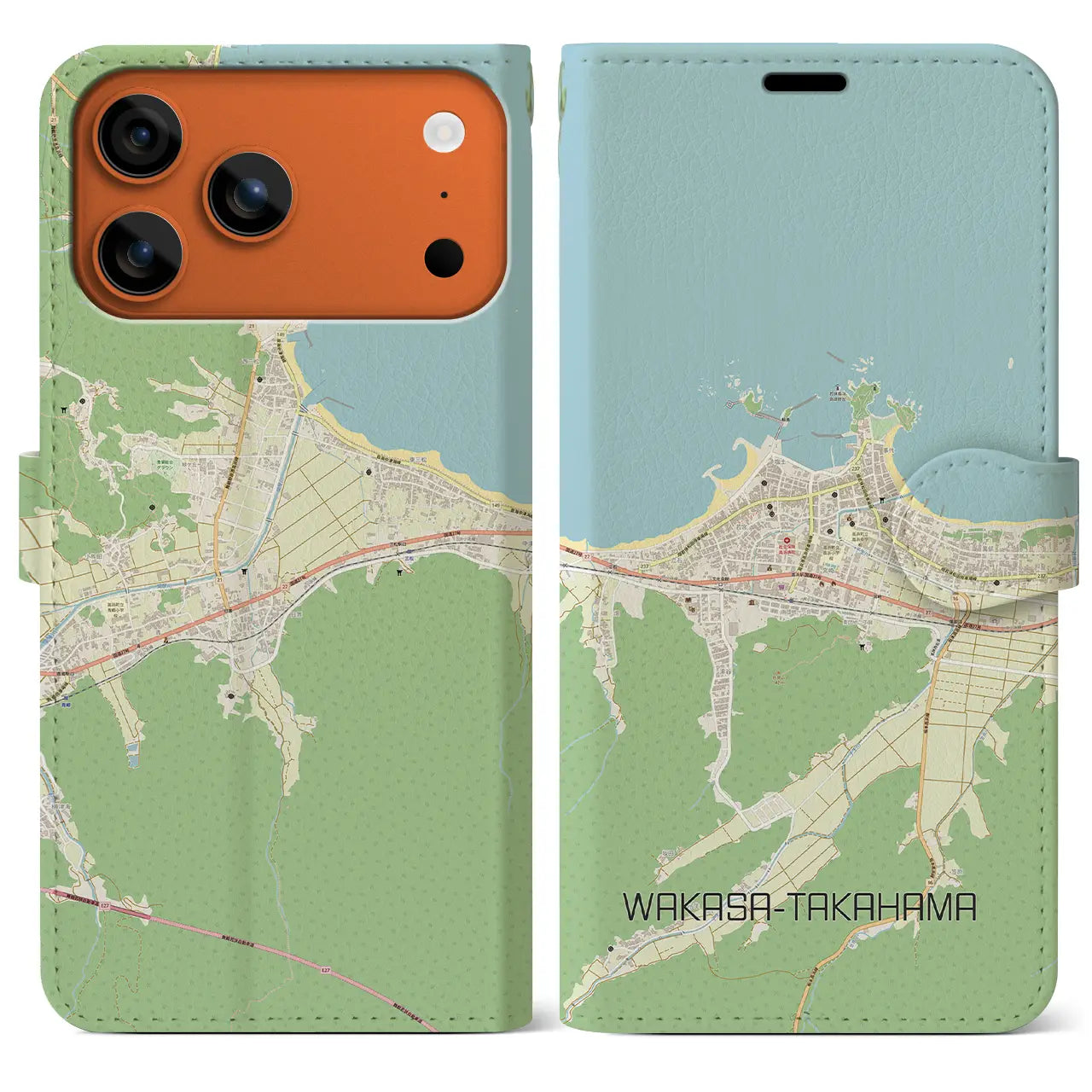 【若狭高浜(福井県)】地図柄iPhoneケース(手帳タイプ)