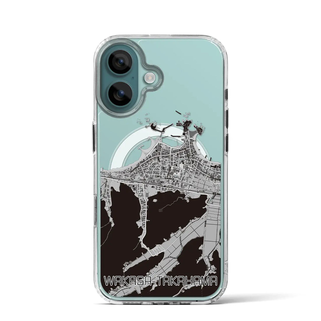 【若狭高浜(福井県)】地図柄iPhoneケース(MagSafeタイプ)モノトーン・iPhone 16 Pro 用