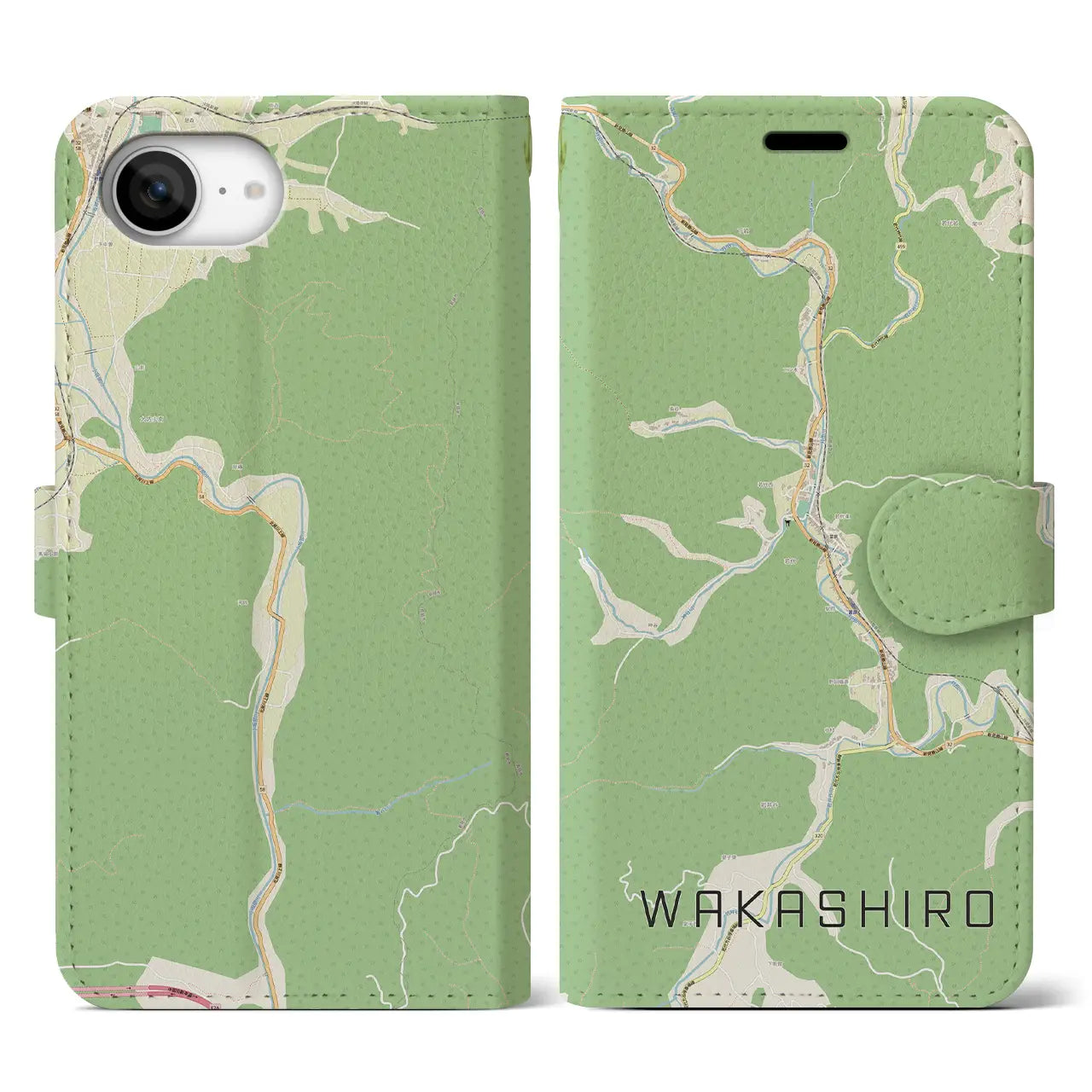 【若代(岡山県)】地図柄iPhoneケース(手帳タイプ)