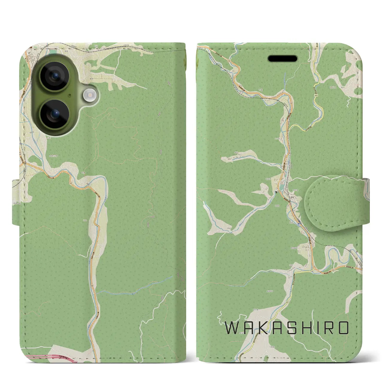 【若代(岡山県)】地図柄iPhoneケース(手帳タイプ)