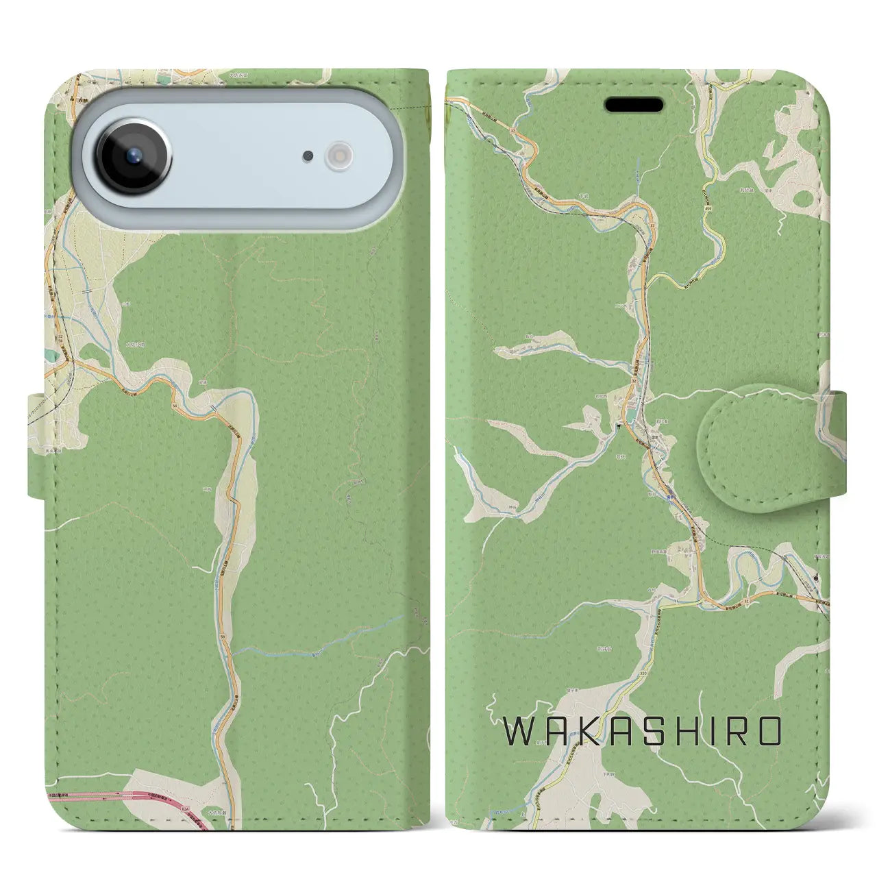 【若代(岡山県)】地図柄iPhoneケース(手帳タイプ)ナチュラル・iPhone 17 Pro Max 用